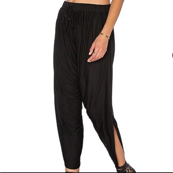 Haute Hippie Unique Draped Black Slit Leg Pants - Picture 16 of 16